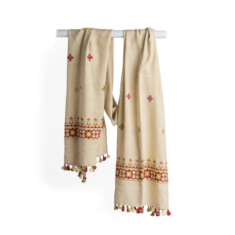 Silk Stole with Hand Embroidery